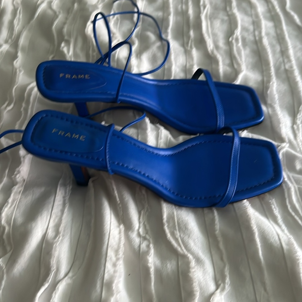 Frame Blue Strappy Heels